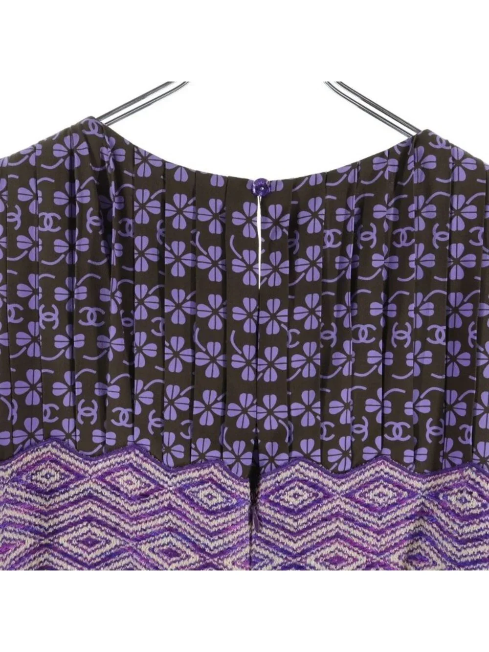 Chanel Dress Sleeveless Pleated Yolen Wool Purple